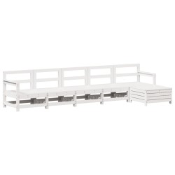 vidaXL Juego de sofás de jardín 6 piezas madera maciza pino blanco