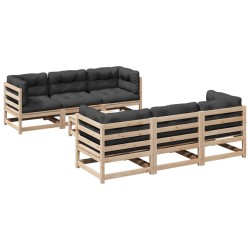 vidaXL Set de sofás jardín 7 pzas con cojines madera maciza pino
