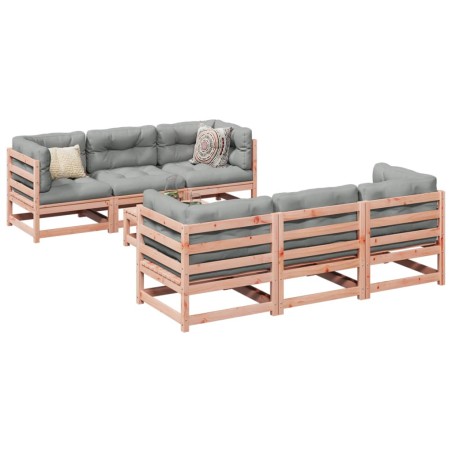 vidaXL Set de sofás jardín 7 pzas con cojines madera abeto Douglas