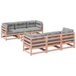 vidaXL Set de sofás jardín 7 pzas con cojines madera abeto Douglas
