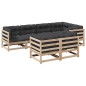 vidaXL Set de sofás jardín 7 pzas con cojines madera maciza pino vidaXL Set de sofás jardín 7 pzas con cojines madera maciza pino