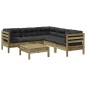 vidaXL Juego de sofás jardín 6 pzas con cojines madera pino impregnada vidaXL Juego de sofás jardín 6 pzas con cojines madera pino impregnada