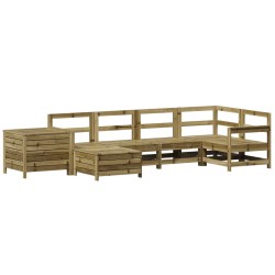 vidaXL Juego de sofás de jardín 7 pzas madera de pino impregnada