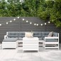 vidaXL Juego de sofás de jardín 7 pzas madera maciza de pino blanco