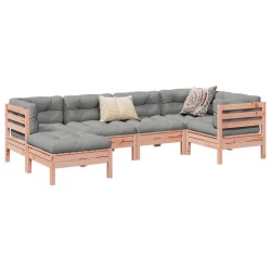 vidaXL Set de sofás jardín 6 pzas con cojines madera abeto Douglas