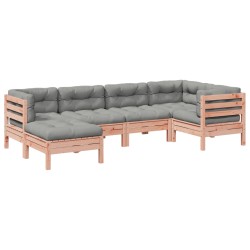 vidaXL Set de sofás jardín 6 pzas con cojines madera abeto Douglas