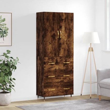 vidaXL Aparador alto madera contrachapada roble ahumado 69,5x34x180 cm