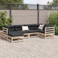 vidaXL Juego de sofás de jardín 6 pzas con cojines madera maciza pino vidaXL Juego de sofás de jardín 6 pzas con cojines madera maciza pino