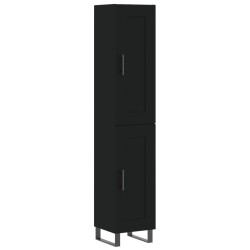 vidaXL Aparador de madera contrachapada negro 34,5x34x180 cm