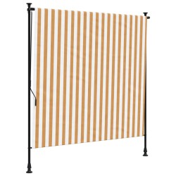 vidaXL Persiana enrollable exterior tela acero naranja y blanco