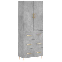 vidaXL Aparador alto madera contrachapada gris hormigón 69,5x34x180 cm