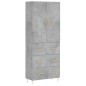 vidaXL Aparador alto madera contrachapada gris hormigón 69,5x34x180 cm vidaXL Aparador alto madera contrachapada gris hormigón 69,5x34x180 cm