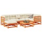 vidaXL Set de sofás jardín 7 pzas con cojines madera pino marrón cera
