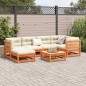 vidaXL Set de sofás jardín 7 pzas con cojines madera pino marrón cera