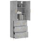 vidaXL Aparador alto madera contrachapada gris hormigón 69,5x34x180 cm vidaXL Aparador alto madera contrachapada gris hormigón 69,5x34x180 cm