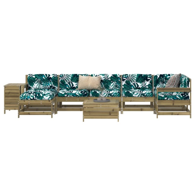 vidaXL Juego de sofás de jardín 9 pzas madera de pino impregnada vidaXL Juego de sofás de jardín 9 pzas madera de pino impregnada