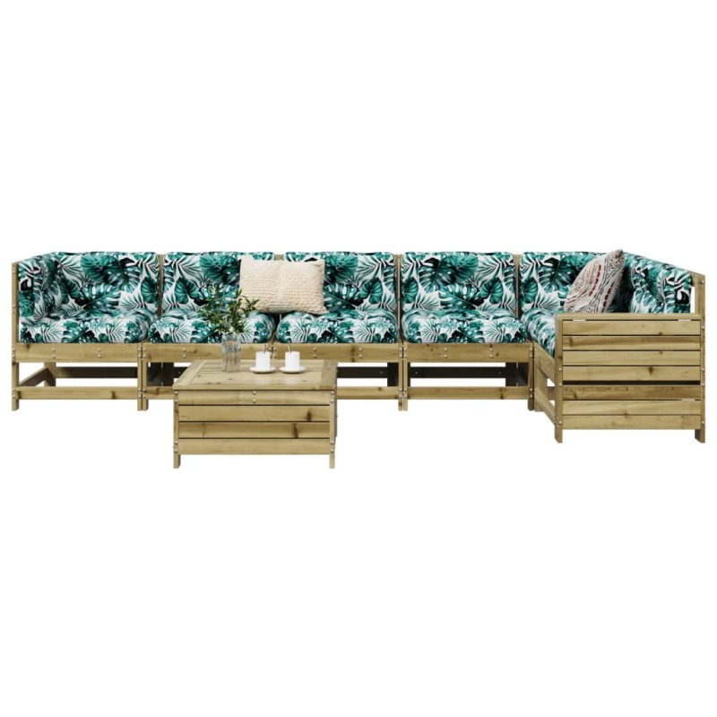 vidaXL Juego de sofás de jardín 7 pzas madera de pino impregnada vidaXL Juego de sofás de jardín 7 pzas madera de pino impregnada