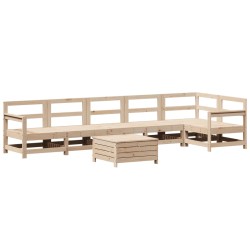 vidaXL Juego de sofás de jardín 7 piezas madera maciza de pino