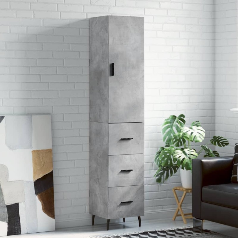 vidaXL Aparador de madera contrachapada gris hormigón 34,5x34x180 cm vidaXL Aparador de madera contrachapada gris hormigón 34,5x34x180 cm