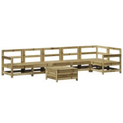 vidaXL Juego de sofás de jardín 7 pzas madera de pino impregnada