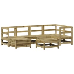 vidaXL Juego de sofás de jardín 7 pzas madera de pino impregnada