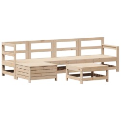 vidaXL Juego de sofás de jardín 6 piezas madera maciza de pino