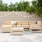 vidaXL Juego de sofás de jardín 7 piezas madera maciza de pino