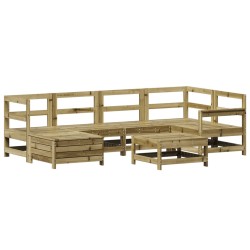 vidaXL Juego de sofás de jardín 7 pzas madera de pino impregnada