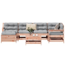 vidaXL Juego de sofás de jardín 7 pzas madera maciza de abeto Douglas