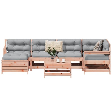vidaXL Juego de sofás de jardín 7 pzas madera maciza de abeto Douglas