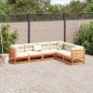 vidaXL Juego de sofás de jardín 6 pzas madera maciza pino marrón cera