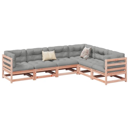 vidaXL Set de sofás jardín 6 pzas con cojines madera abeto Douglas