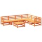 vidaXL Juego de sofás de jardín 7 pzas madera maciza pino marrón cera