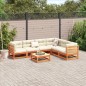 vidaXL Juego de sofás de jardín 7 pzas madera maciza pino marrón cera
