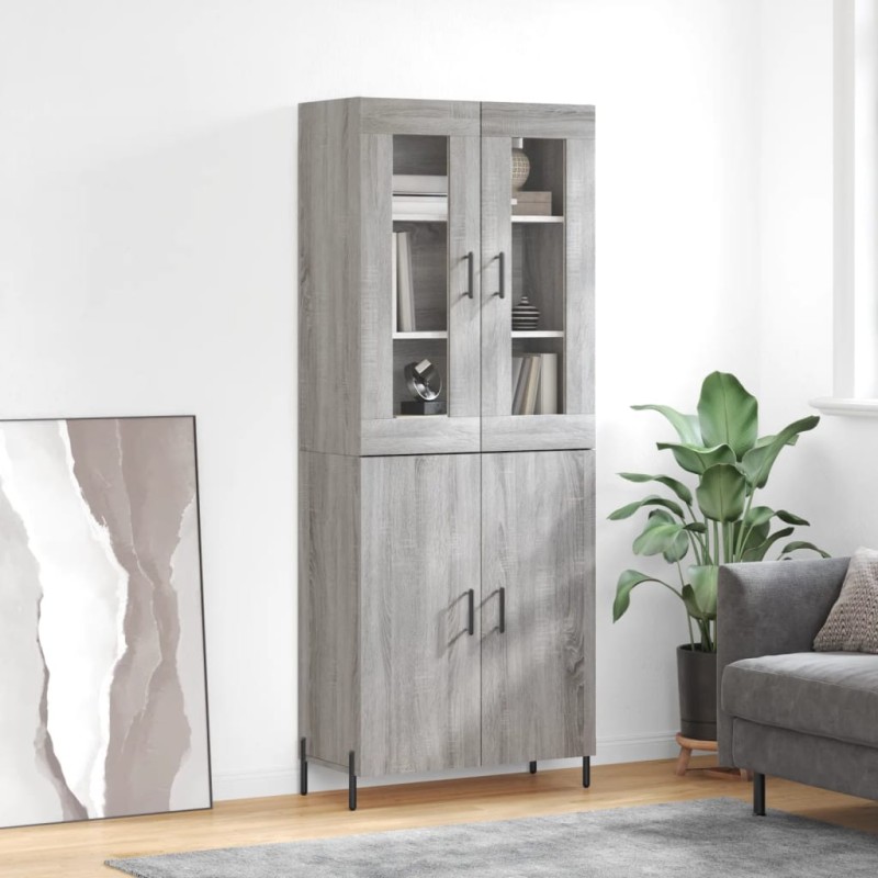 vidaXL Aparador alto madera contrachapada gris sonoma 69,5x34x180 cm vidaXL Aparador alto madera contrachapada gris sonoma 69,5x34x180 cm
