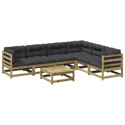 vidaXL Set de sofás jardín 7 pzas con cojines madera pino impregnada