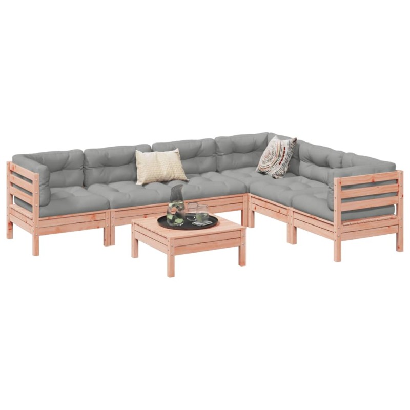vidaXL Set de sofás jardín 7 pzas con cojines madera abeto Douglas