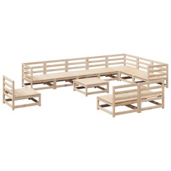 vidaXL Juego de sofás de jardín 11 pzas madera maciza de pino