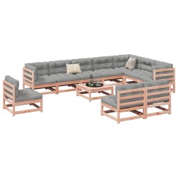 vidaXL Juego de sofás de jardín 11 pzas madera maciza de abeto Douglas