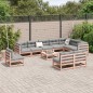 vidaXL Juego de sofás de jardín 11 pzas madera maciza de abeto Douglas