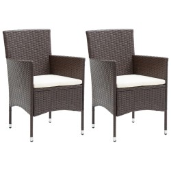 vidaXL Sillas de comedor de jardín 2 unidades ratán sintético marrón