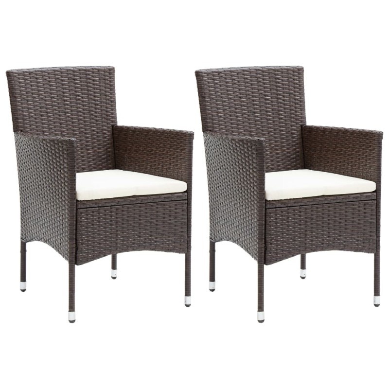 vidaXL Sillas de comedor de jardín 2 unidades ratán sintético marrón vidaXL Sillas de comedor de jardín 2 unidades ratán sintético marrón