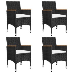 vidaXL Juego de comedor de jardín 5 piezas con cojines negro