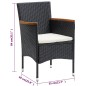 vidaXL Juego de comedor de jardín 5 piezas con cojines negro vidaXL Juego de comedor de jardín 5 piezas con cojines negro