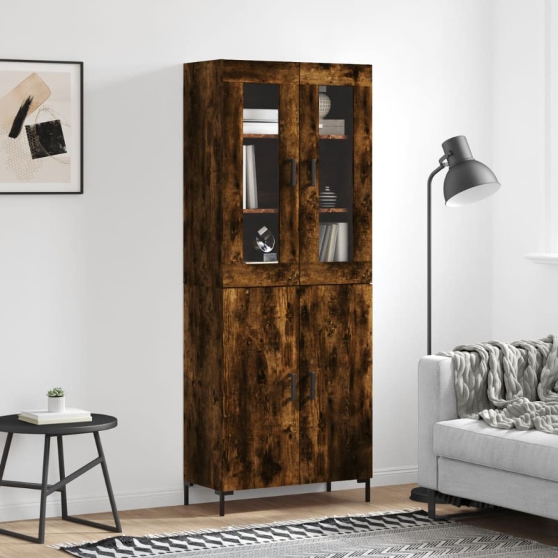 vidaXL Aparador alto madera contrachapada roble ahumado 69,5x34x180 cm vidaXL Aparador alto madera contrachapada roble ahumado 69,5x34x180 cm