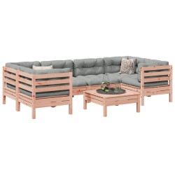 vidaXL Set de sofás jardín 7 pzas con cojines madera abeto Douglas
