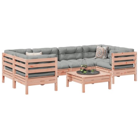vidaXL Set de sofás jardín 7 pzas con cojines madera abeto Douglas