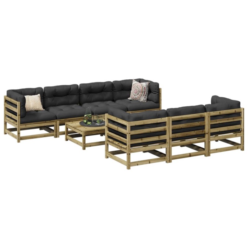 vidaXL Juego de sofás de jardín 8 pzas madera de pino impregnada vidaXL Juego de sofás de jardín 8 pzas madera de pino impregnada