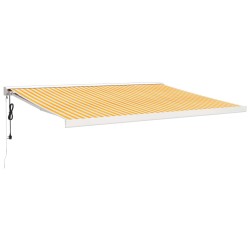 vidaXL Toldo retráctil aluminio y tela amarillo y blanco 4,5x3 m