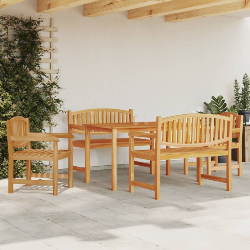 vidaXL Juego de comedor para jardín 5 piezas madera maciza de teca vidaXL Juego de comedor para jardín 5 piezas madera maciza de teca